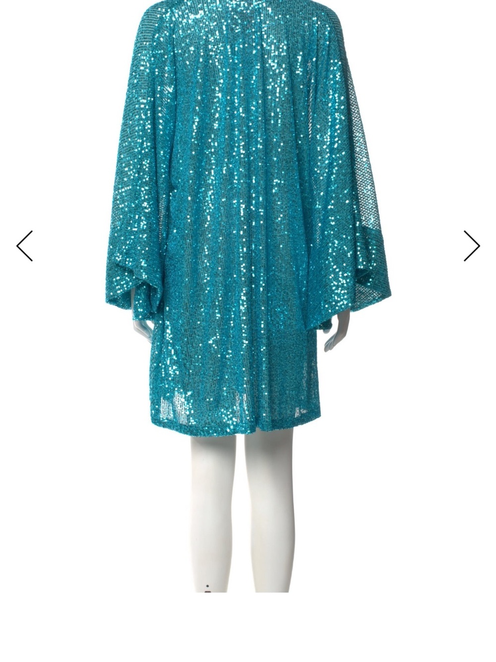 Sparkling Teal Sequin Mini Dress with Draped Sleeves